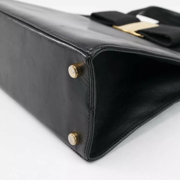 Authentic Salvatore Ferragamo Black Ribbon Leather Bag - Picture 6 of 15